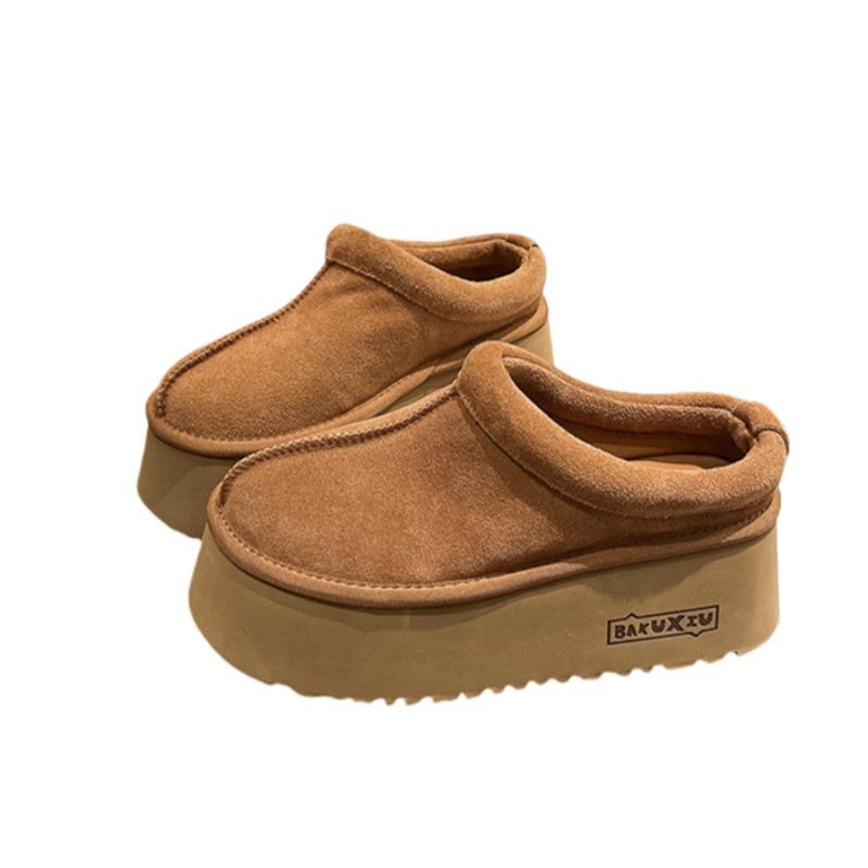 Модные замшевые мюли на платформе, женские туфли на плоской подошве из хлопка, брендовые зимние теплые шлепанцы 2025 года, трендовые повседневные модные удобные туфли Zapatos Mujer