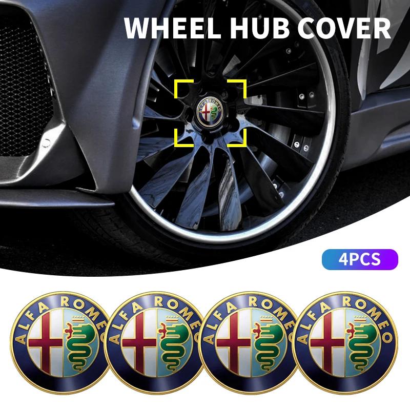 XONGA1 4Pcs Car Emblem Wheel Hub Center Cap Sticker Rim Badge Cover For Alfa Romeo 159 Giulietta Giulia 147 Mito 156 166 Stelvio