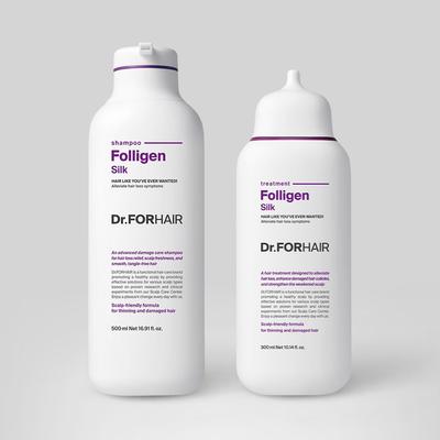 Шампунь Folligen Silk 500 мл + Шелковый кондиционер 300 мл