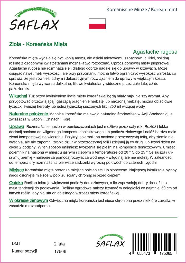 SAFLAX Garden in the Bag - Мята корейская - 1200 семян - С субстратом в подходящем пакете-стойке - Agastache Rugosa