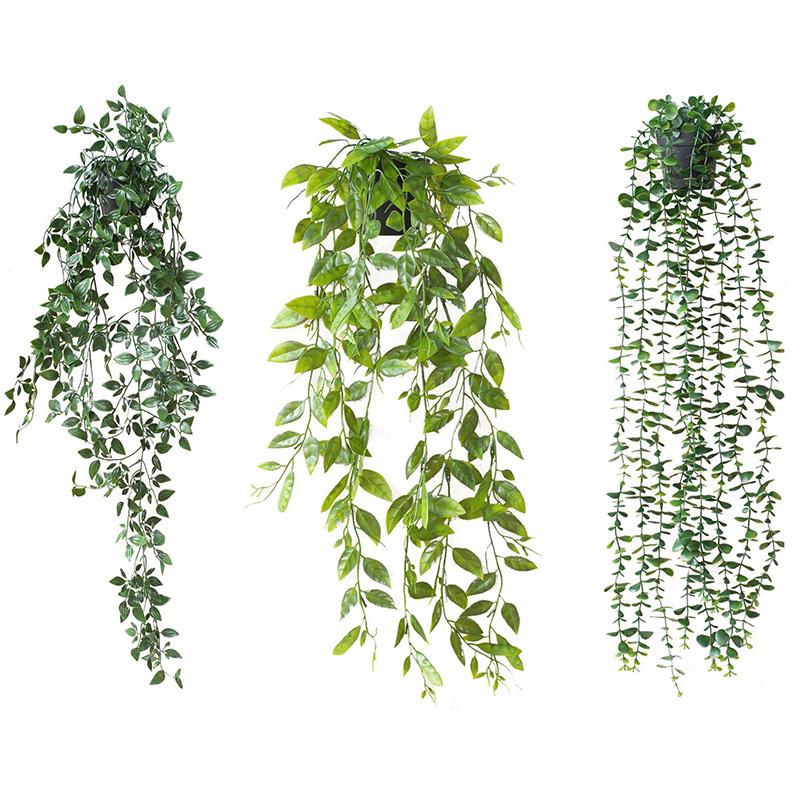 Имитация искусственной зелени, настенное украшение для дома и сада, растения из ротанга, виноградные лозы, зеленые листья