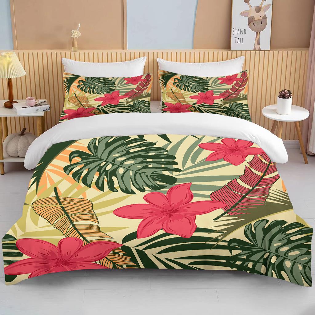 Tropical rainforest leaves queen bedding set king size double bed bedding set microfiber or polyester duvet set duvet cover