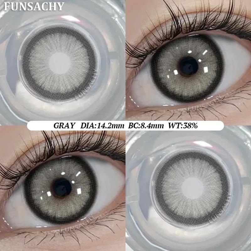 FUNSACHY Color Contacts 1Pair Natural Brown Корейские большие контактные линзы для глаз Красота серые зрачки цветные мягкие линзы ежегодно