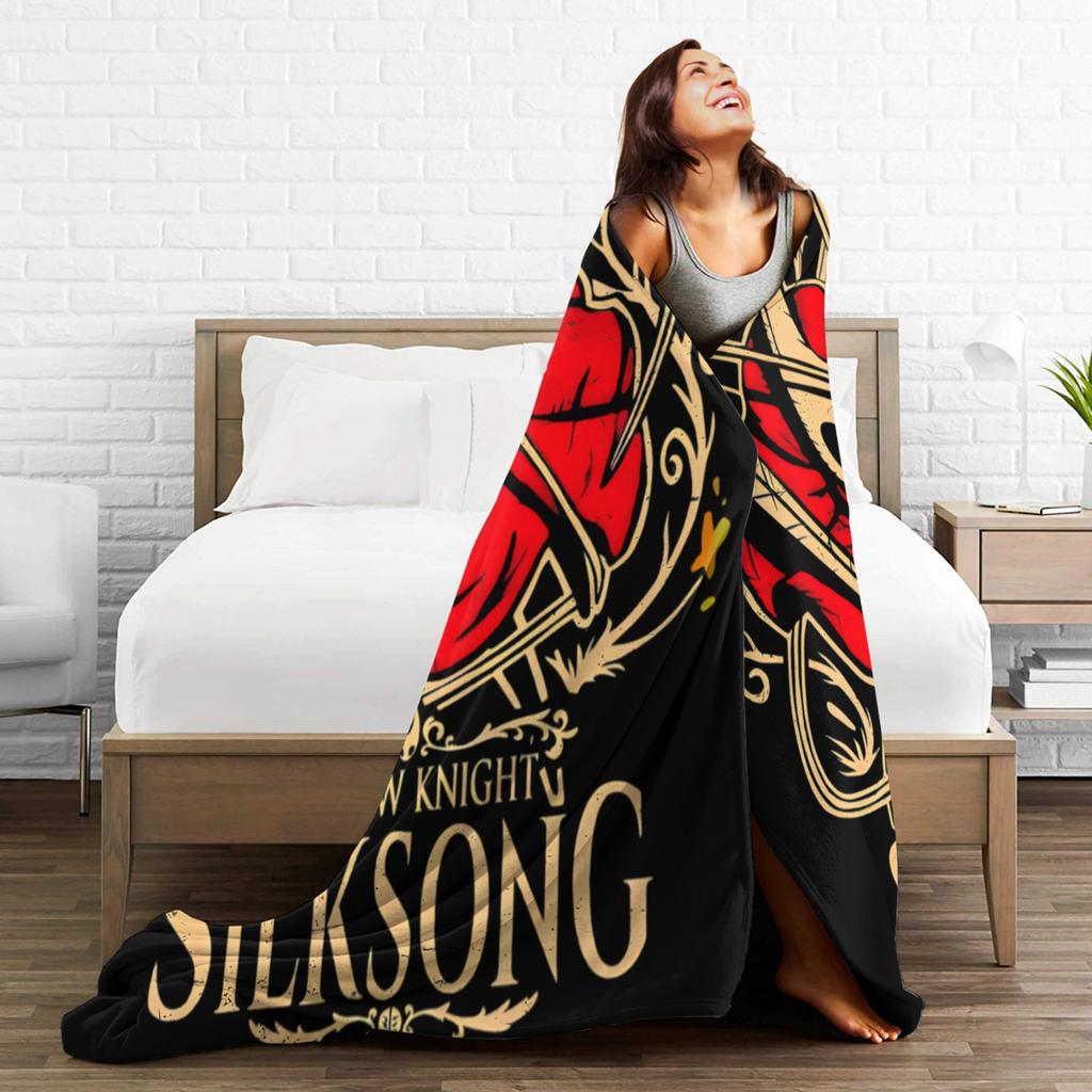 Hollow Knight Silksong Gothic Flannel Throw Fashion Blankets Indie Game for Bedspreads Knitted Fashion Blanket Office Ultra-Soft Multifuncti