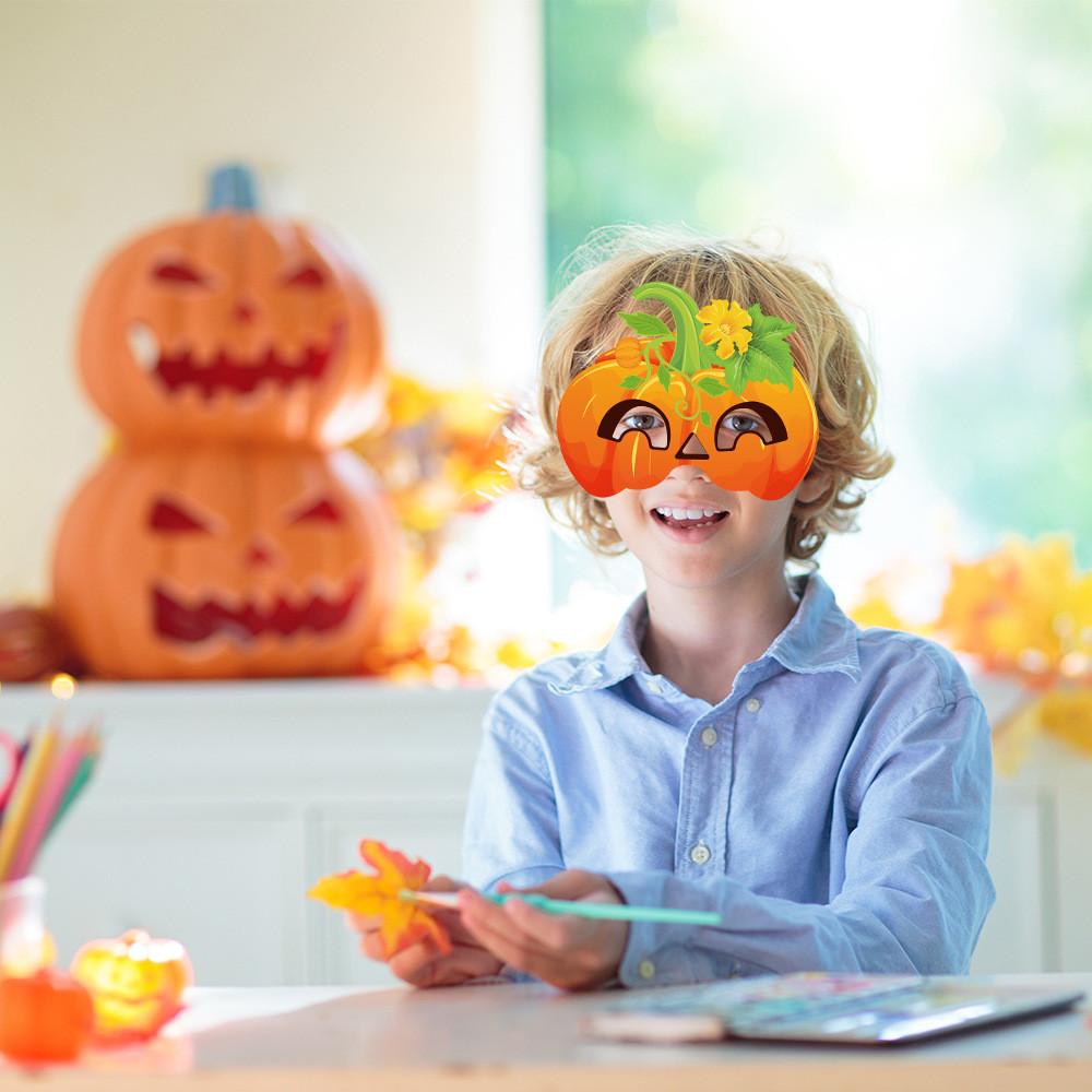 Тыквенная маска для лица, украшение для вечеринки на День благодарения, набор из 6 штук, из бумажных материалов