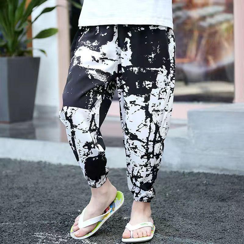 MAITA Kids Pants Spring Boho Printed High Waist Casual Lantern Trousers Joggers Child Fitness Sweatpants