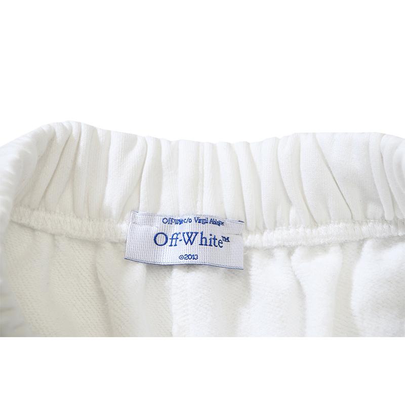 1019 Off-White 2026 Spring/Summer New OW Tape Slant Stripe Pattern Printed Men's and Women's Casual Loose Shorts