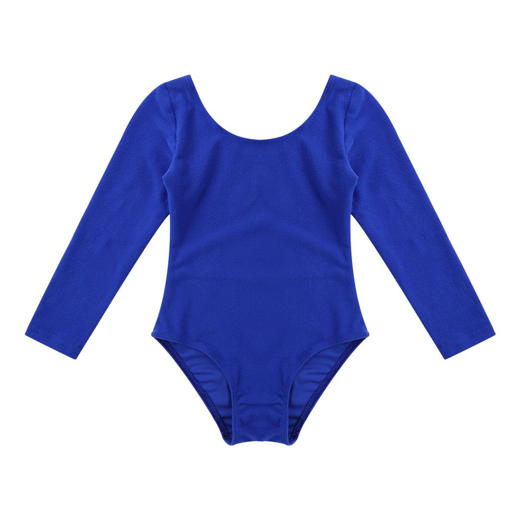 Kids Basic Long Sleeve Leotard Ballet Dance Gymnastic Bodysuit Jumpsuit Girls Activewear