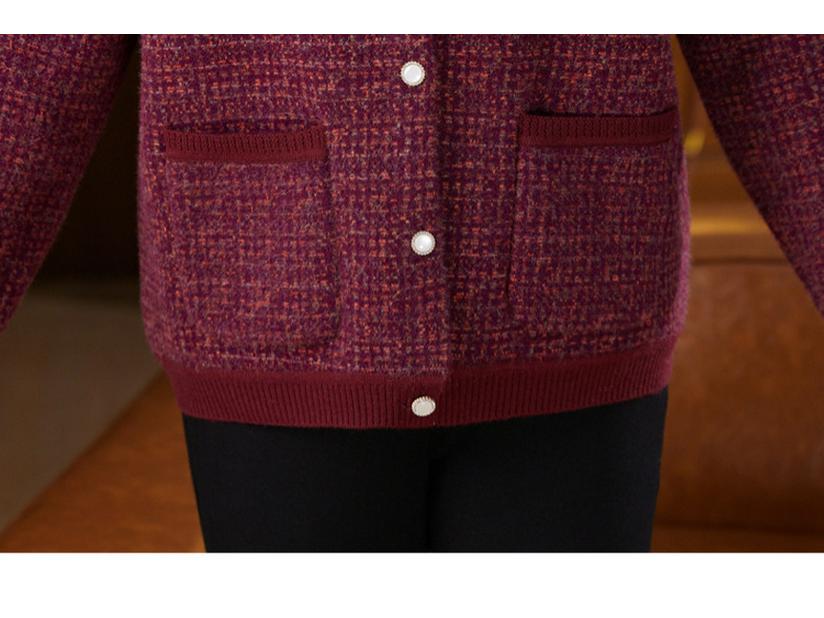 Осенний трикотаж бабушки: Бархатный толстый кардиган большого размера для 70-80-летних - Идеально подходит для осени и зимы.