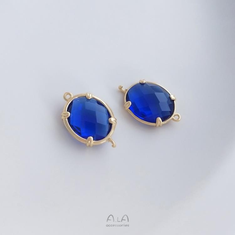 14K Gold-Filled Oval Zircon Bezel Double-Pendant for DIY Jewelry