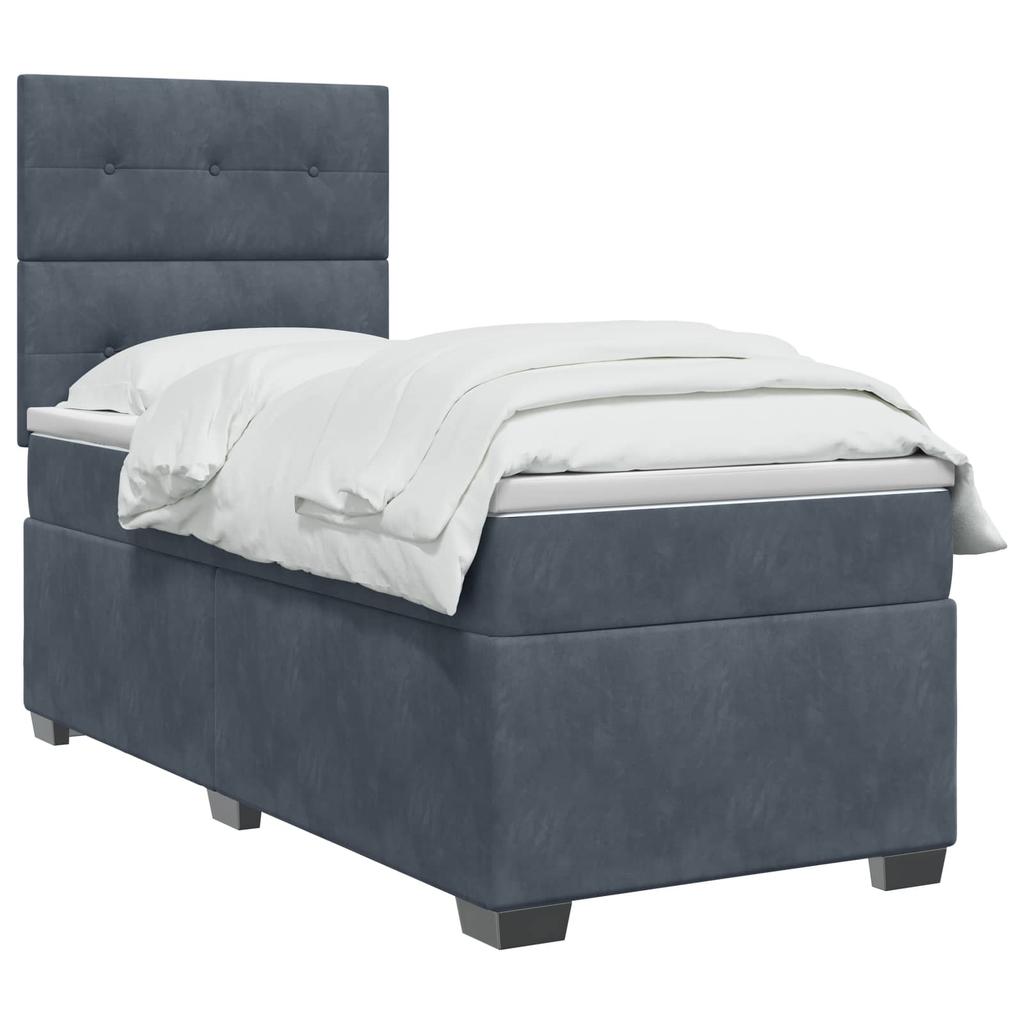 Boxspring Bed with Mattress Dark Grey 80 x 200 cm Velvet