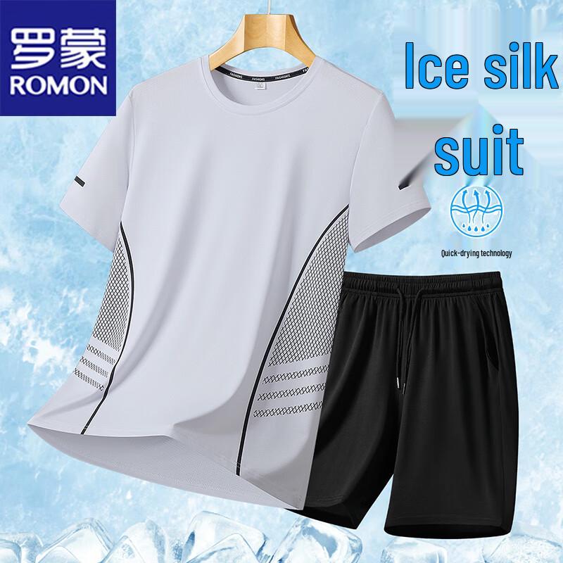 ROMON Men's Summer Casual Two-Piece Sport Set