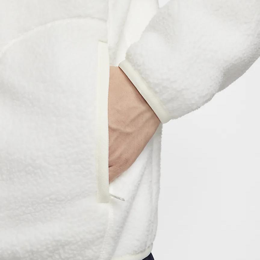 Nike Клубная повседневная модная простая флисовая куртка на молнии с длинным рукавом Мужские куртки Sail-White Black FZ0889-133