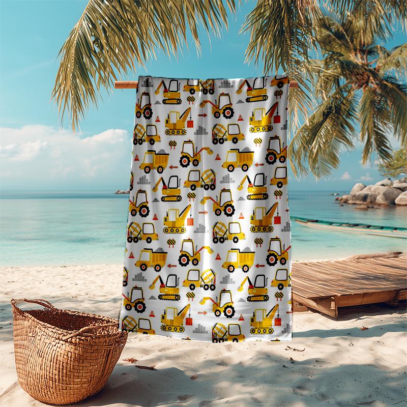 Ultra-Soft Beach Towel with excavator Theme,Ideal for Pool - Camping, Diving - Perfect Travel Essential, Vibrant Beach Towel.