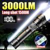Powerful LED Flashlight Ultra Bright Light Emergency Spotlight Long Range Zoom Torch Fishing Lamp With Built-in Battery