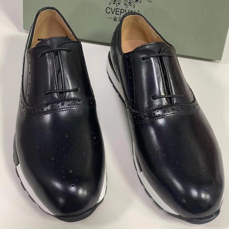 Модная весенняя повседневная обувь Мужская обувь из натуральной кожи Противоскользящая спортивная обувь Обувь для ходьбы на открытом воздухе Классическая остроносая дышащая кожаная обувь