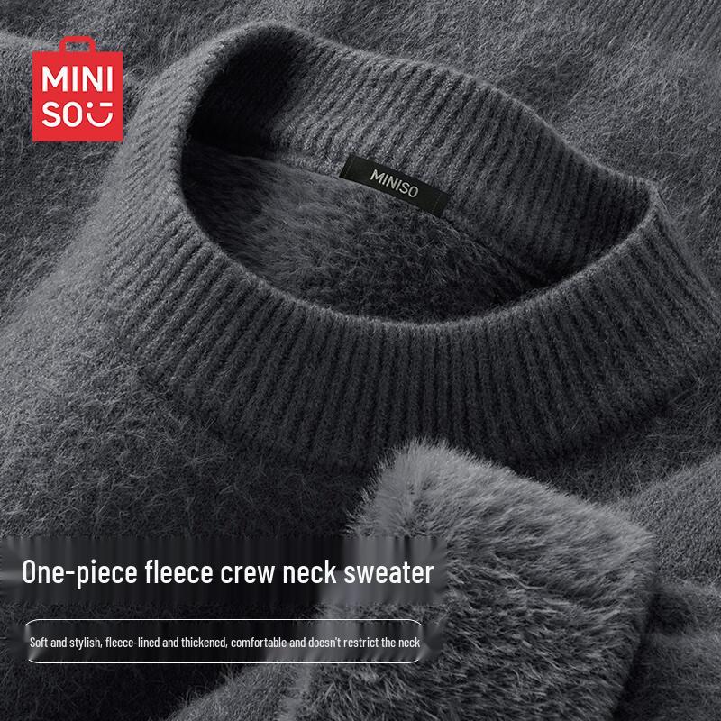 MINISO Мужской вязаный свитер с высоким воротником на флисовой подкладке