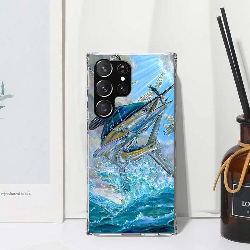 Offshore Angling Fishing Fish Rod Phone Case For Samsung Galaxy S26 S25 Edge S24 FE S23 S22 Ultra S21 Plus S20 + Art Fundas Back