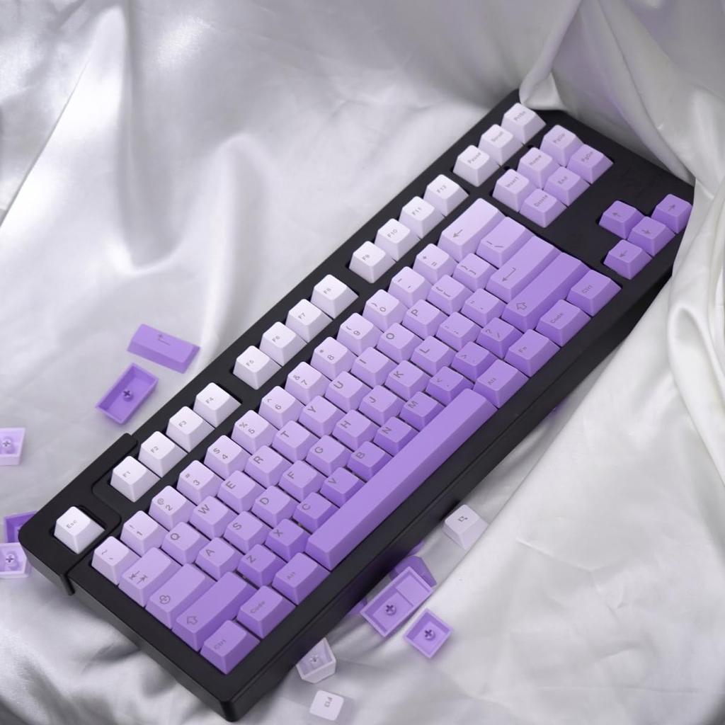 125 Key Gradient Purple Keycaps PBT Material Dye Sub Cherry Profile Fits Cherry MX Switch Mechanical Keyboard for 61/64/87/104/108 (Purple)