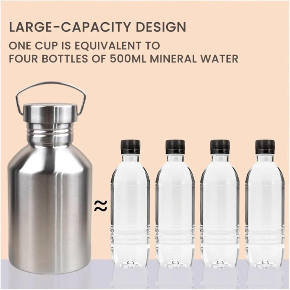 Неизолированная stainless steel бутылка для воды 2000 мл, большая емкость, спортивная кружка, дорожная, для туризма, кемпинга, портативный чайник