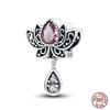 925 Silver Classic Purple Retro Heart Shape Lotus Angel Pattern Charms Beads Fit Necklace Bracelets Pendant DIY Jewelry