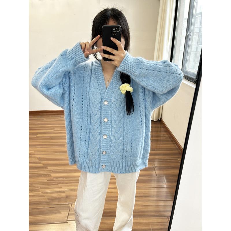 Свободный вязаный кардиган осень и зима новый нежный ветер мягкий восковой милый ленивый ветер свитер куртка женская