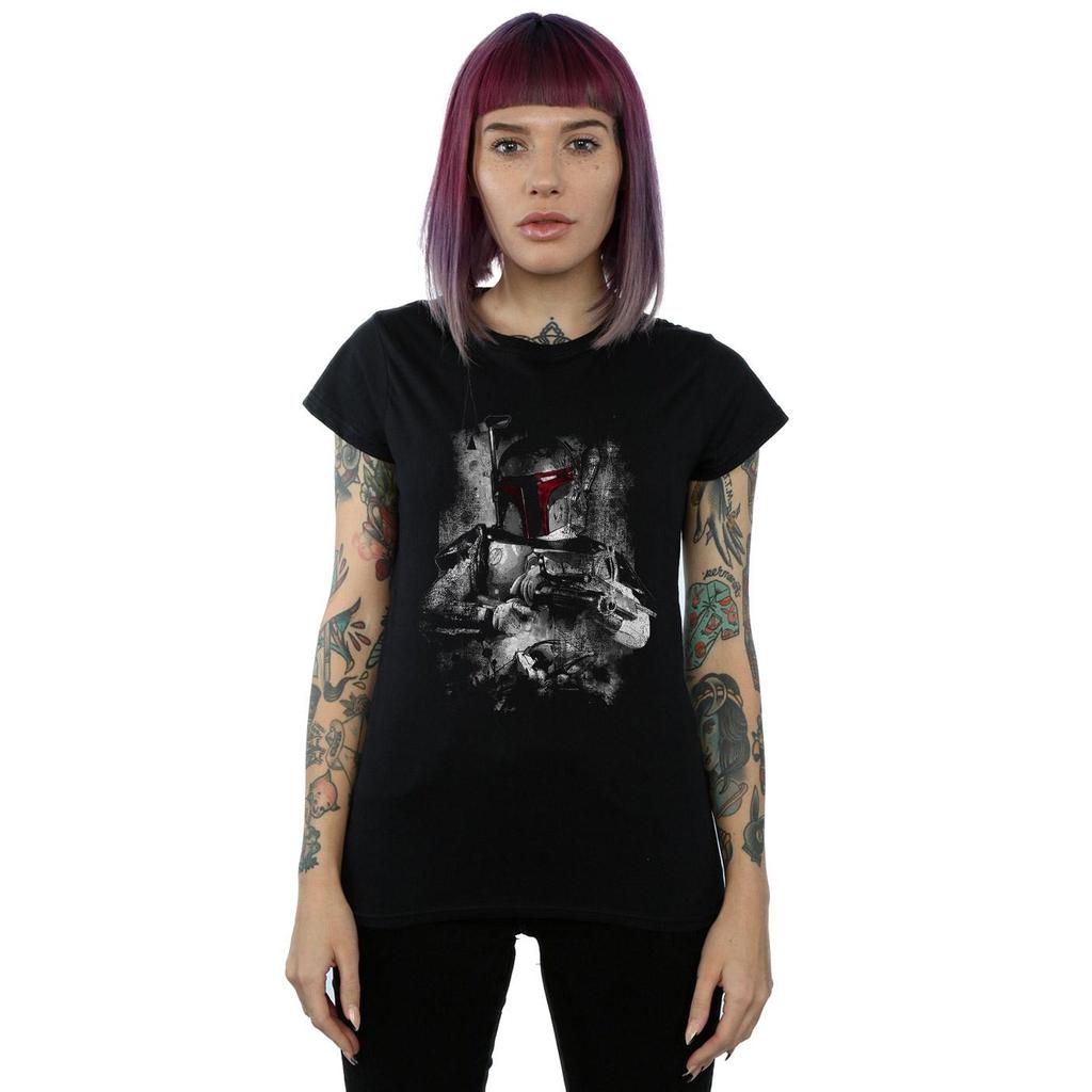 Star Wars Womens/Ladies Boba Fett Distressed Cotton T-Shirt