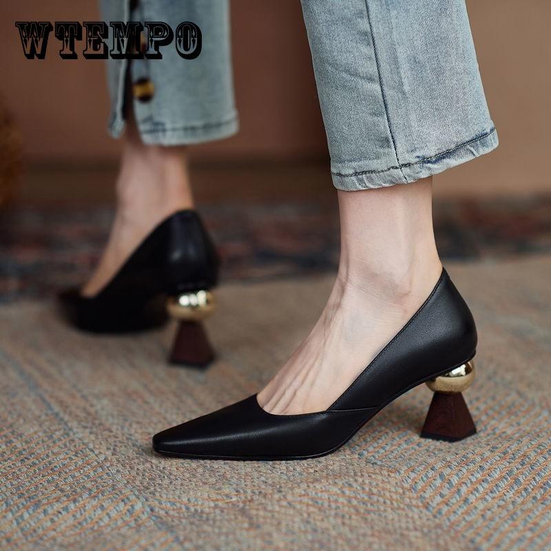Handmade Beige Leather Women Pumps Sexy Pointed Toe Chic Stylish Office Lady Working Shoes 6cm Strange High Heels Stilettos