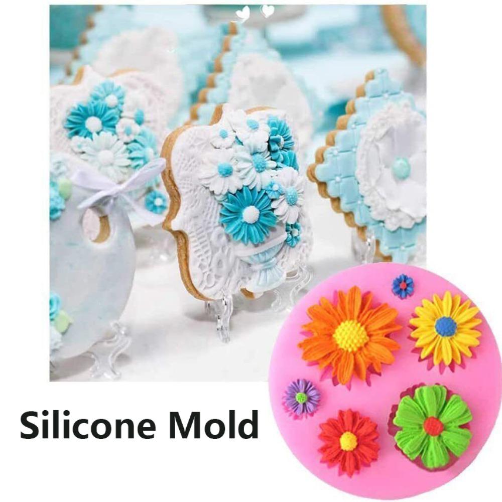 Cake Decoration Flower Silicone Mold Daisy Candle Mold Fondant Craft Baking Tool  Home Kitchen DIY