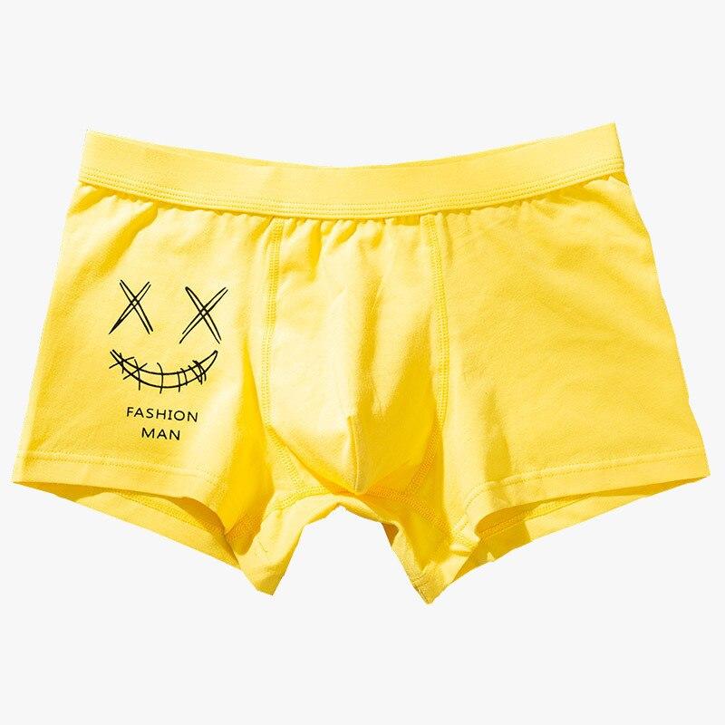 Мужское хлопковое нижнее белье, мужские трусы, мужские боксеры со смайликом, дешевое мужское нижнее белье, модные трусики для мальчиков, шорты, мужская одежда