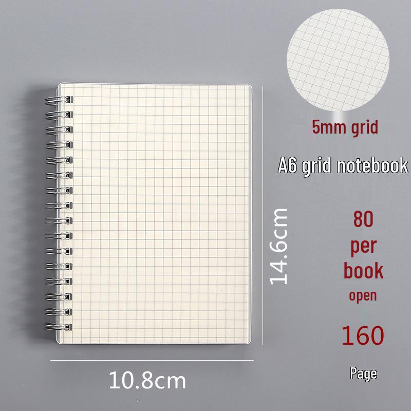 Minimalist PP Coil Notebook Set: A5 Lined, B5 Grid, Elastic Band, Thick Pages, Blank for Students
