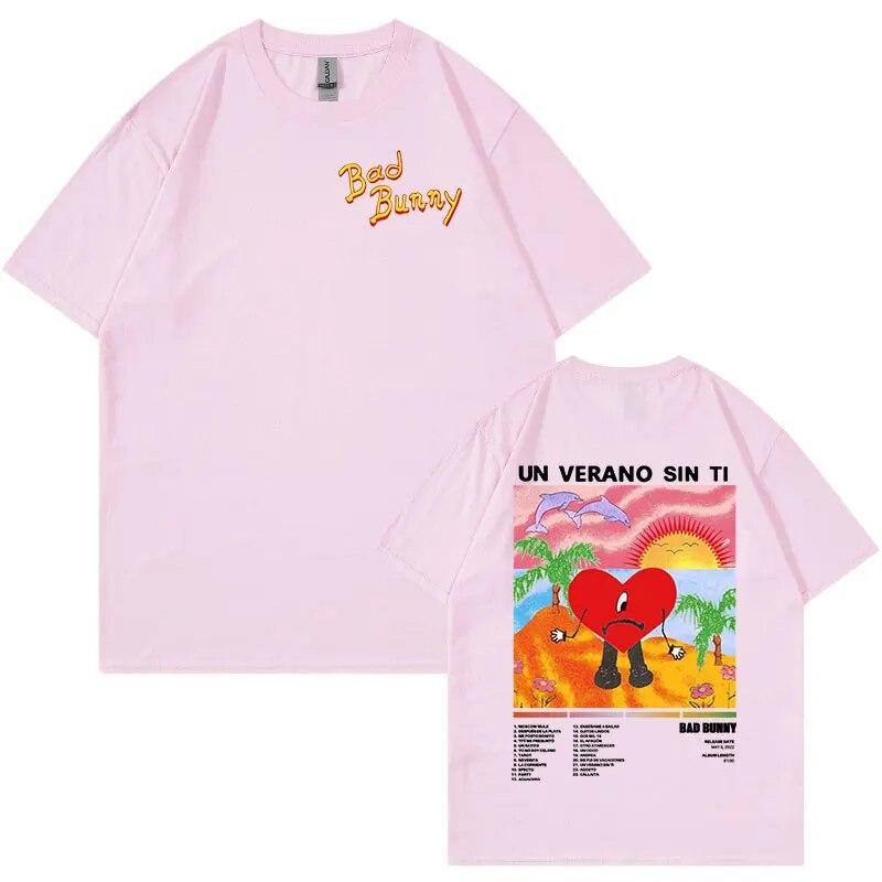 Футболка с графическим принтом Bad Bunny Un Verano Sin Ti, одежда унисекс, модные футболки в стиле хип-хоп с короткими рукавами, уличная одежда унисекс