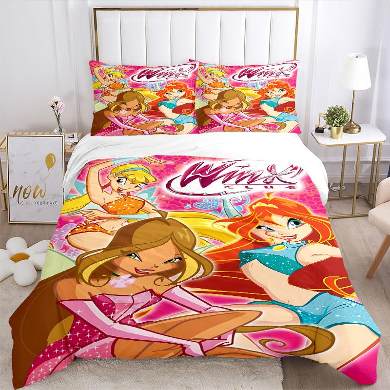 Winx Club Adventures Print 3Pcs Bedding Setduvet Cover With 2 Bedropillowcase Home Birthday Gift