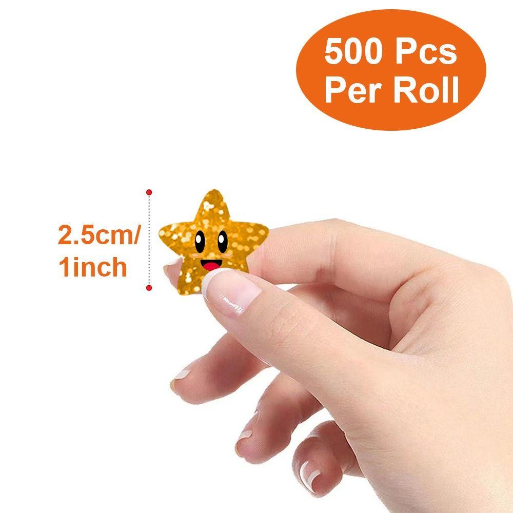 500pcs/roll Office Stationery Colorful Glitter Star Stickers Teacher Encouragement Supply  Praise
