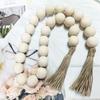 Гирлянда из деревянных бусин с кисточками DIY украшения ремесленные бусины фермерский дом винтажные натуральные большие деревянные бусины украшения для дома