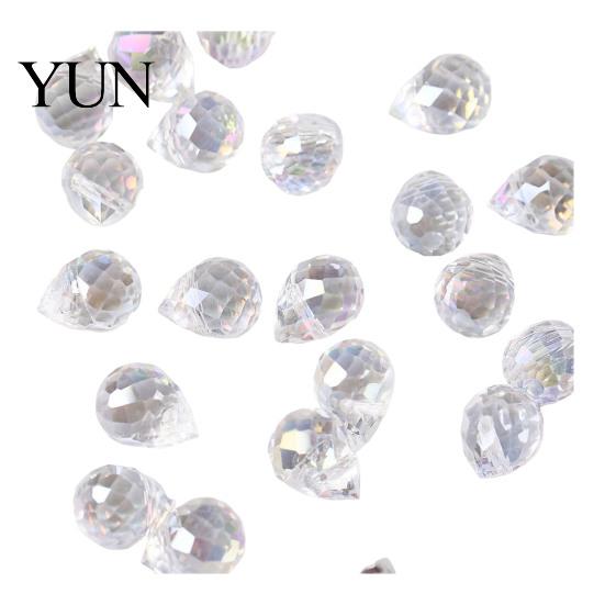 Home Decoration Glass Pieces Faceted Teardrop Beads, Water Drop Loose Spacer Top Drilled Crystal Beaded Curtains Decorations Beads for Sun Catcher,