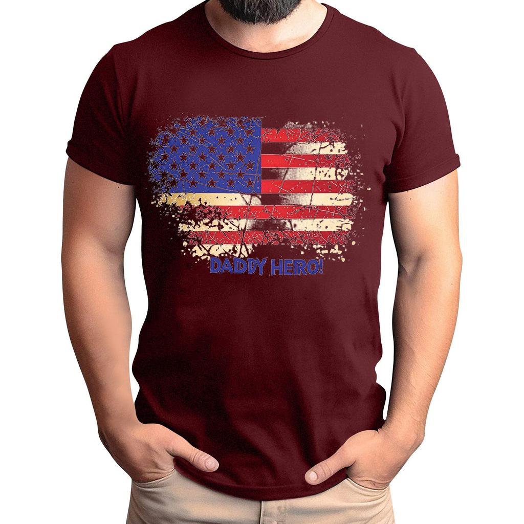 Мужская футболка с принтом флага ко Дню отца, мужской свободный повседневный топ с коротким рукавом