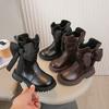 Girls Medium Boots Autumn and Winter New Princess Style Bow Leather Boots Korean Version Soft-soled Foreign Gas Boots