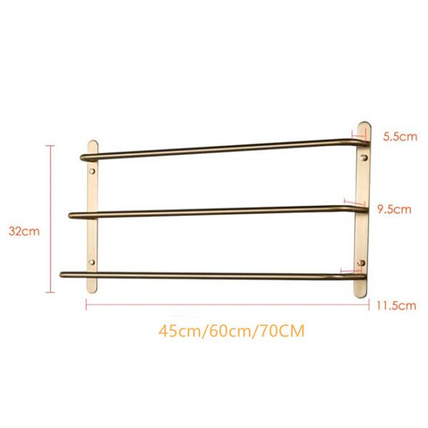 Три слоя в шахматном порядке, держатель для полотенец, вешалка для полотенец, набор аксессуаров для ванной комнаты, нержавеющая сталь 304, золотой цвет