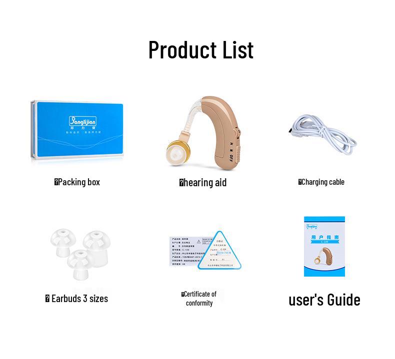 Banglijian C-109 Заушный перезаряжаемый слуховой аппарат для пожилых людей