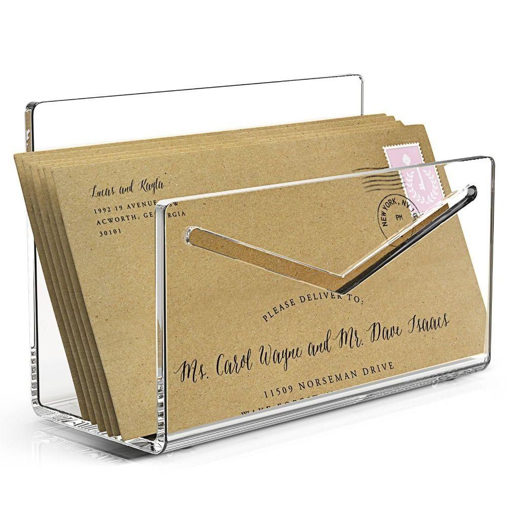 Acrylic File and Letter Holder Lightweight Envelope and Bill Sorter Mail Holder Rack School