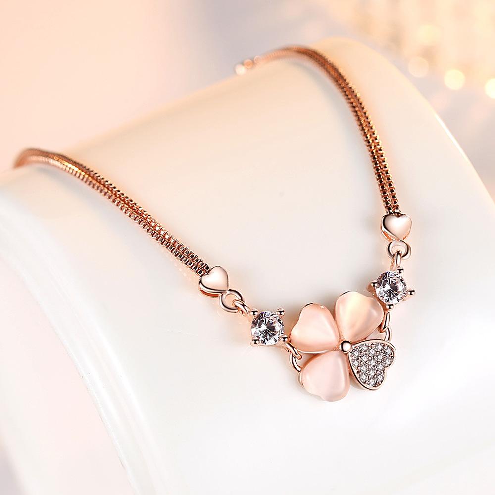 Корейская версия Love Sweet Four Leaf, модный серебряный браслет с травой Lucky Leaf, женский ремесленный браслет