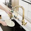 Kitchen Faucet Silver Single Handle Pull Out Design Single Hole Swivel 360 Degree Water Mixing Tap Mixer for Home Use