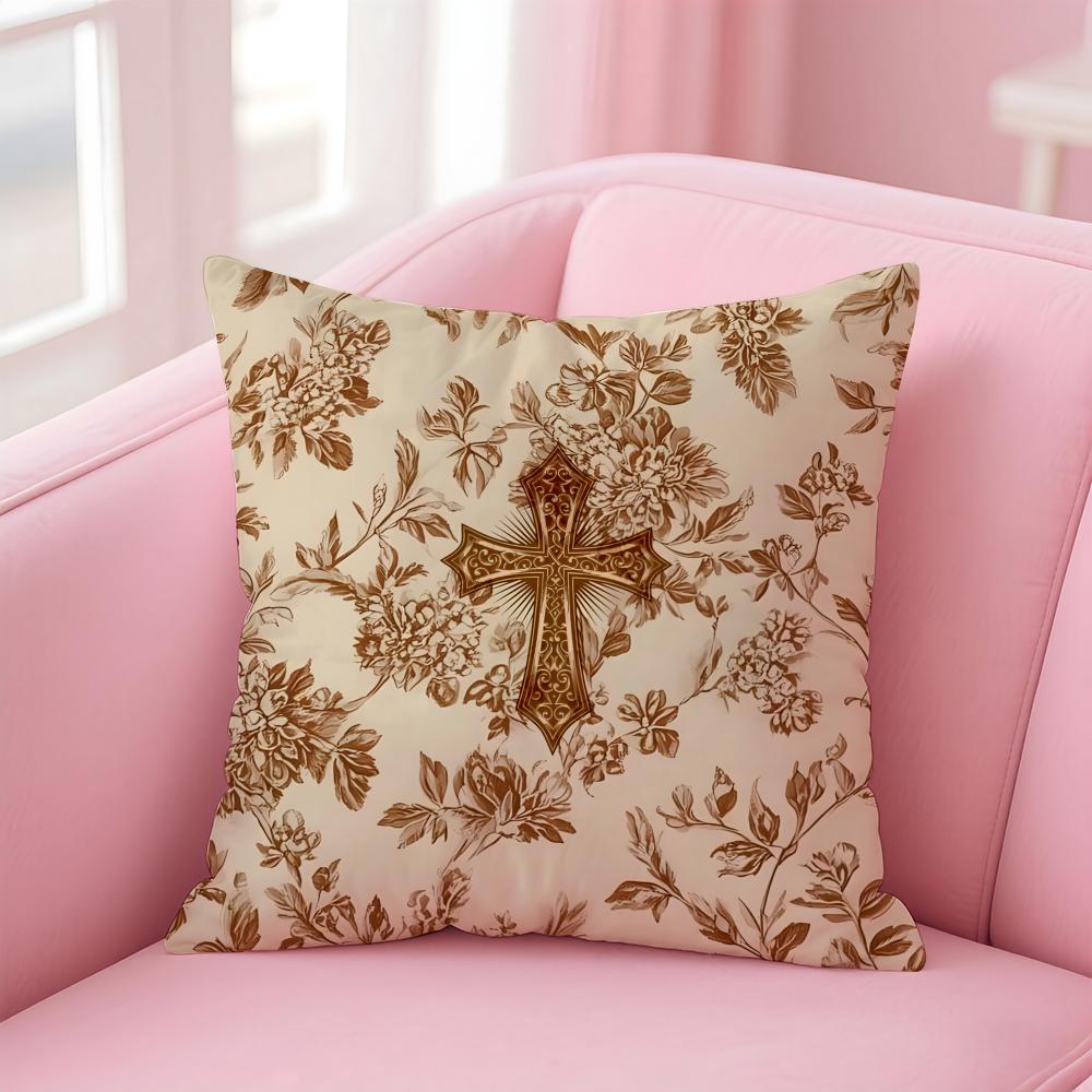 Sacred and Holy GGOD CCrucifix Cushion Cover Pillow Case Soft Skin Friendly Fabric  Concealed Zipper