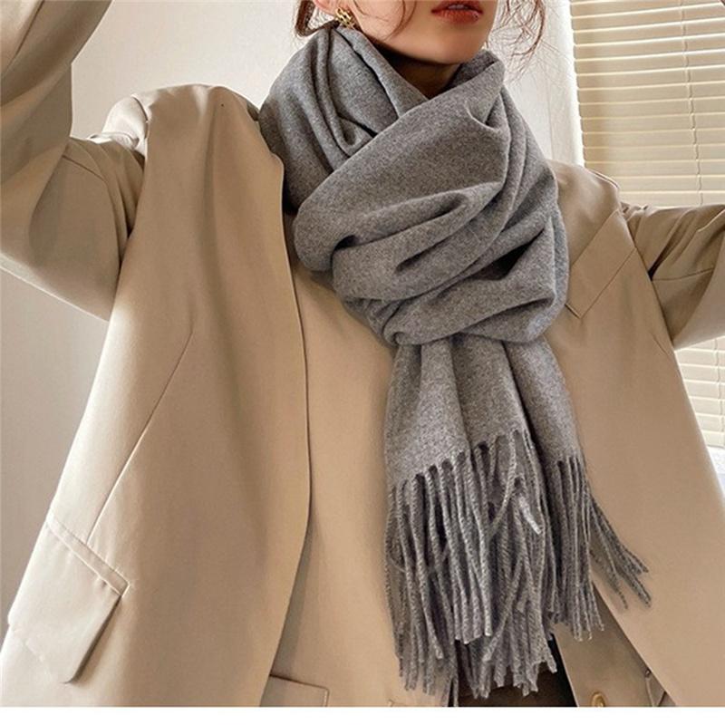 200*70 см Высококачественный однотонный искусственный кашемировый шарф Осень-зима с принтом Теплая шаль для женщин Подарок