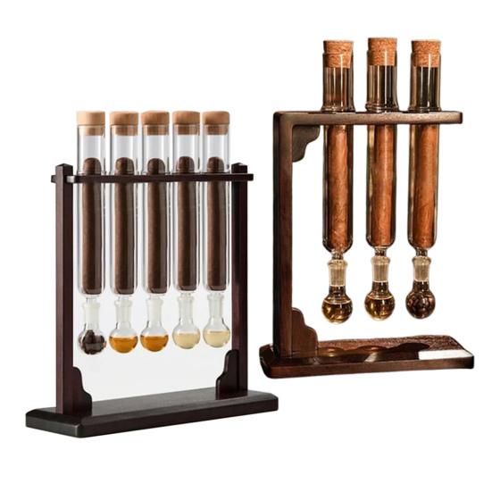 Herb Roll Flavor Infuser Humidor Herb Roll Glass Test Tube Rack with Straight Pipe Ball Base Wooden Stopper Herb Roll Flavor Injector Humidifier