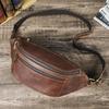 CONTACT'S Genuine Leather Waist Bags for Men Bum Bags Crossbody Bags Chest Bags Phone Pocket Male Travel Waist Packs for 8.3" iPad Mini
