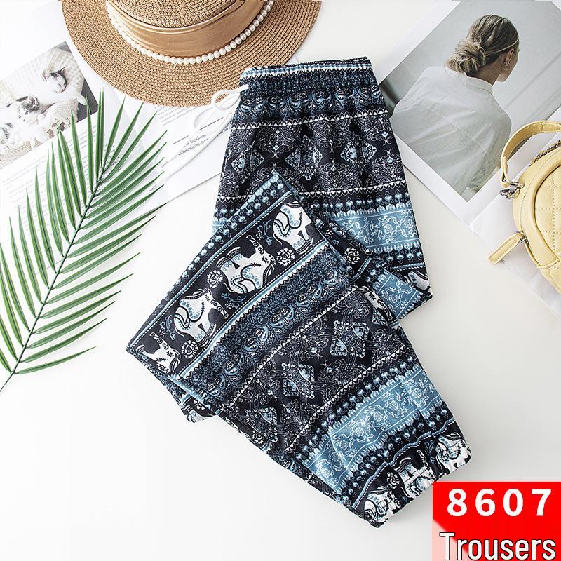 Женские бриджи-гаремы с высокой талией и манжетами, с этническим летним принтом тайских слонов, широкие
