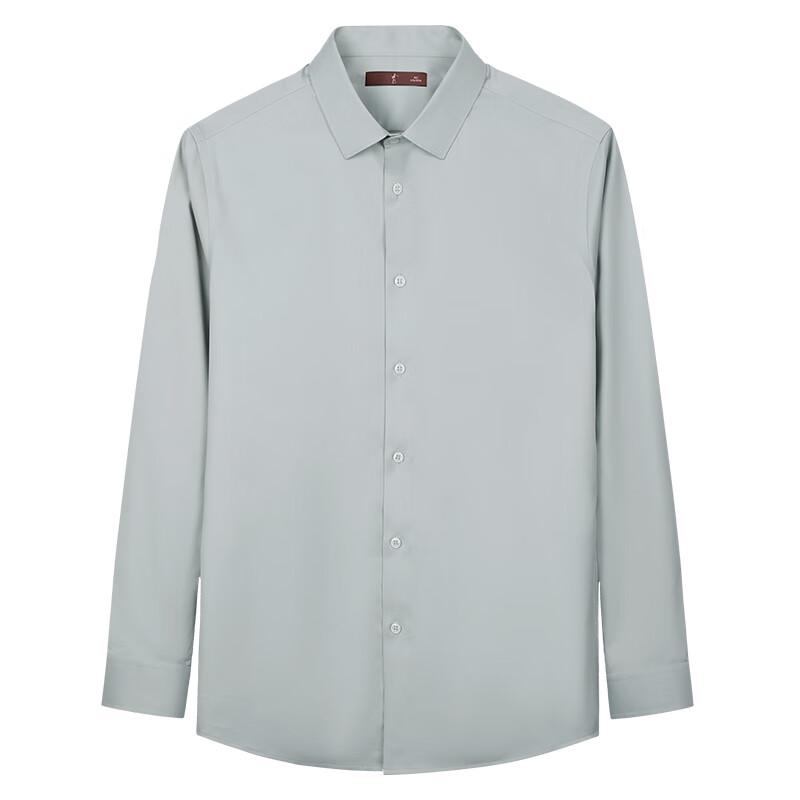 TRIES Мужская рубашка однотонная с длинным рукавом в стиле business casual