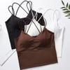 Ice SilkTank Top Chest Pad Halter Crop Tops Women Summer Camisole Backless Camisole Fashion Tube Lady Sleeves Shorty Vest